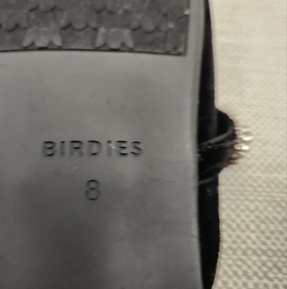 Birdies The Swan Size 8 Black Velvet Faux Crystal Mules Flat Shoes - Picture 13 of 14